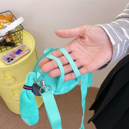 Hatsune Miku Coin Purse Shoulder Bag – Kawaii 14cm Plush Headphone Bag, Cartoon Crossbody Keychain Pendant, Perfect Girl Gift