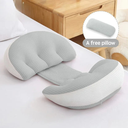 Pregnancy Body Pillow - Cotton Maternity Sleeping Pillow with Free Auxiliary Waist Support Cushion