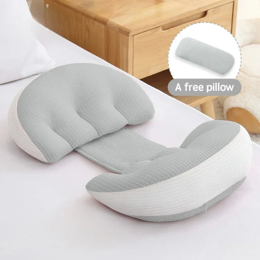 Pregnancy Body Pillow - Cotton Maternity Sleeping Pillow with Free Auxiliary Waist Support Cushion