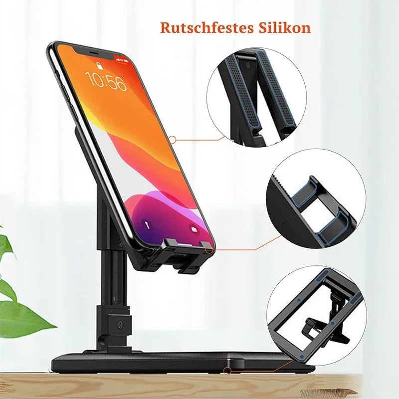 Foldable Tablet & Mobile Phone Desktop Stand – Adjustable Holder for iPad, iPhone, Samsung, Desk Bracket & Smartphone Stand
