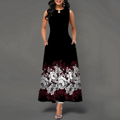 Women’s Loose Floral Vintage Maxi Dress – Ruffled Summer Party Camis, Elegant Big & Large Size Dress