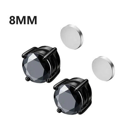 Crystal Magnetic Ear Studs – Punk Round Zircon Non-Piercing Earrings for Men & Women