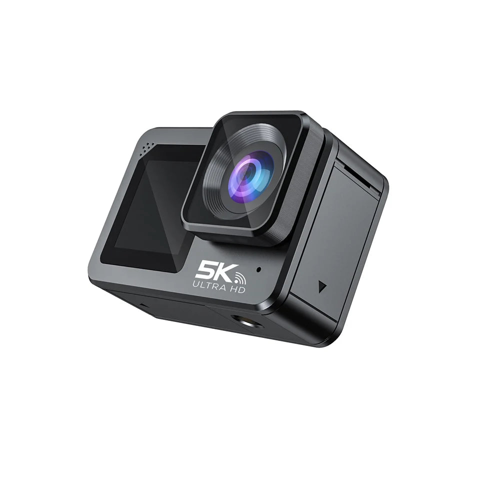 F6W Action Camera — 5K/4K60FPS, 48MP, 2.2" Touch LCD, EIS, Dual Screen, Wi-Fi, 170° Waterproof 30M, 8X Zoom Sports Camera with Wireless Mic