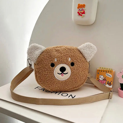 Kawaii Plush Polyester Phone Purse – Women’s Small Crossbody Shoulder Bag for Shopping & Outdoors