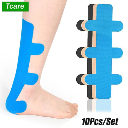Kinesiology Achilles Tendon Tape - 10-Piece Elastic Athletic Support for Ankle and Achilles