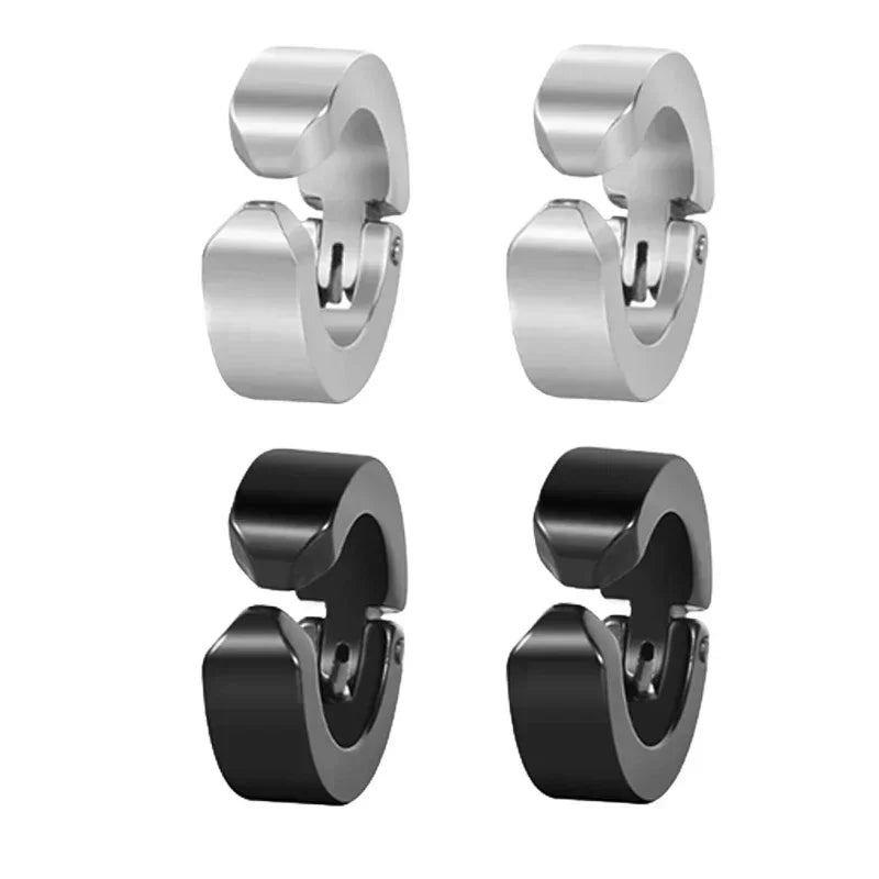 Non-Piercing Hoop Ear Cuff Earrings - Gothic Punk Clip-On Fashion Jewelry for Men & Women