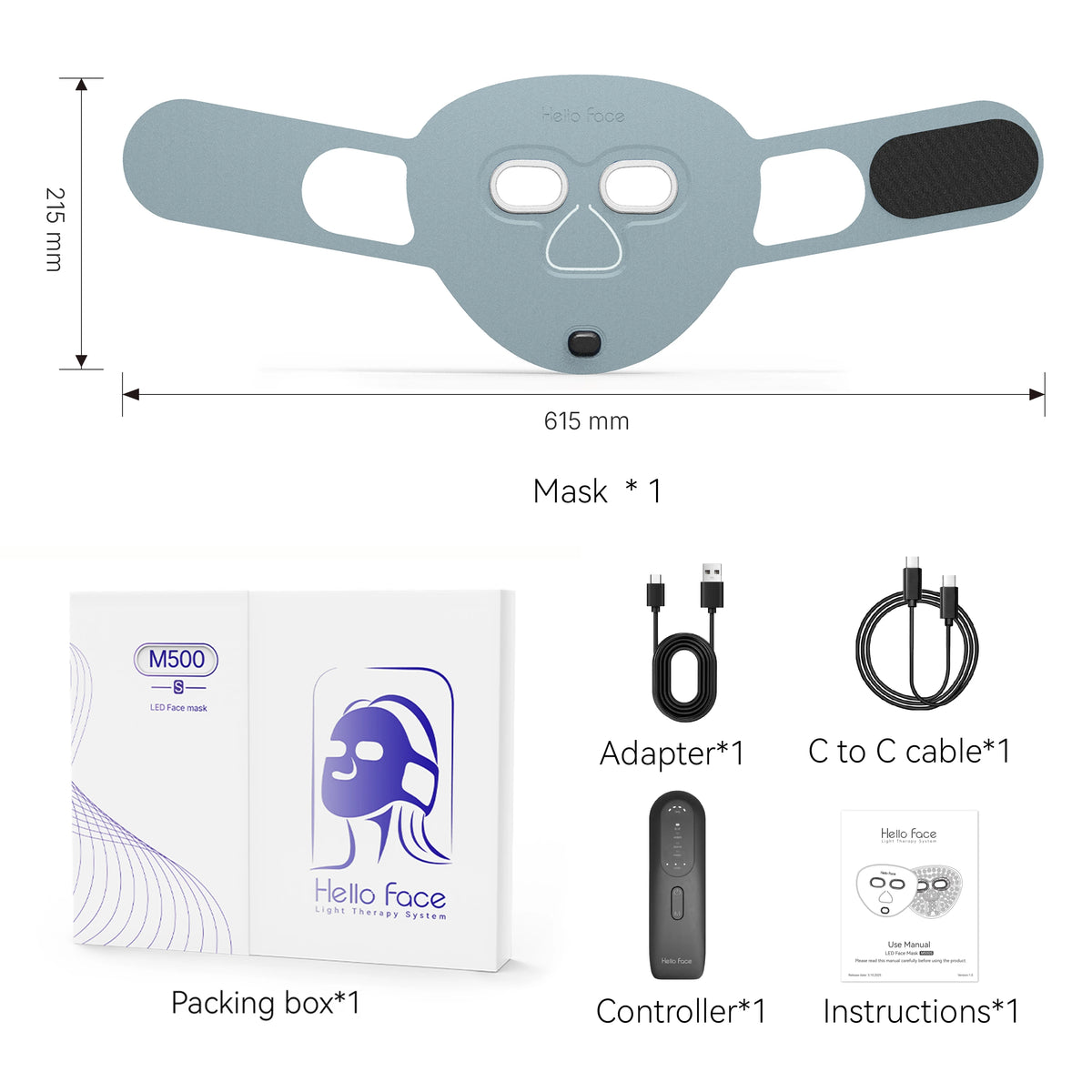 Hello Face Red & Near-Infrared Light Mask - Wireless Ultra-Light Facial Mask for Professional-Style Skincare