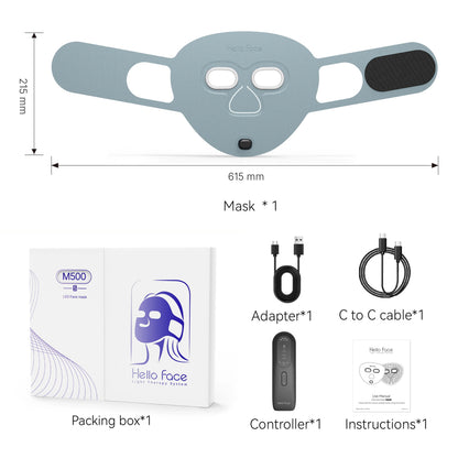 Hello Face Red & Near-Infrared Light Mask - Wireless Ultra-Light Facial Mask for Professional-Style Skincare