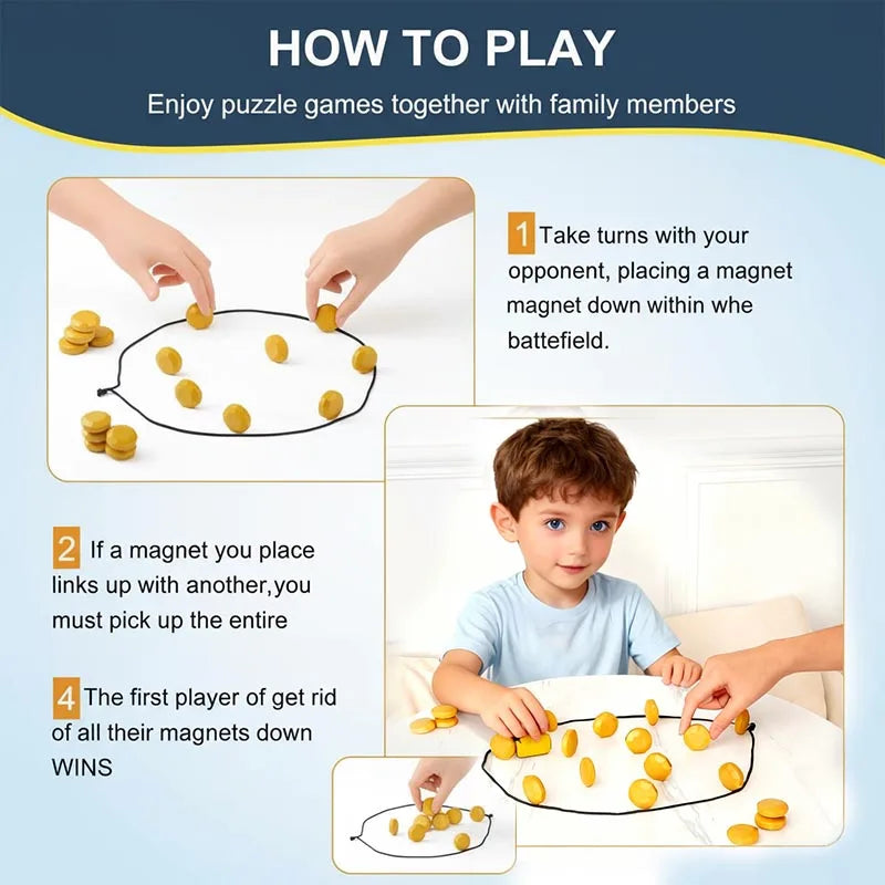 Magnetic Stones Party Game — Portable Interactive Strategy Board Game for Kids, Adults & Family Fun