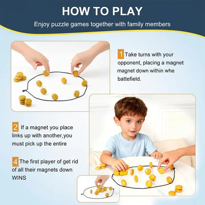 Magnetic Stones Party Strategy Game – Interactive Magnet Board Game for Family, Kids & Adults, High-Quality Portable Magnetic Game Set (3.4cm Pieces)