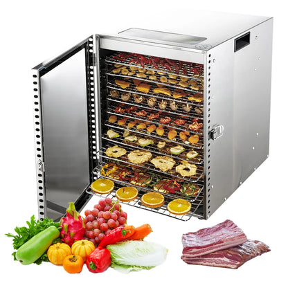 220V/110V Commercial Food Dehydrator – Stainless Steel Fruit & Vegetable Dryer for Snacks