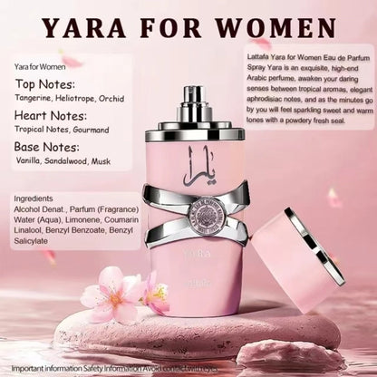 100ml Original Yara Eau De Parfum for Women - High Quality Arabian Perfume, Lasting Light Fragrance with Pheromones