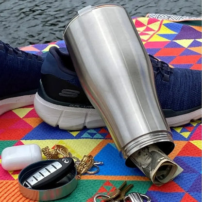 Hidden Safe Water Bottle - Double-Layer Stainless Steel Insulated Coffee Cup with Concealed Storage Compartment