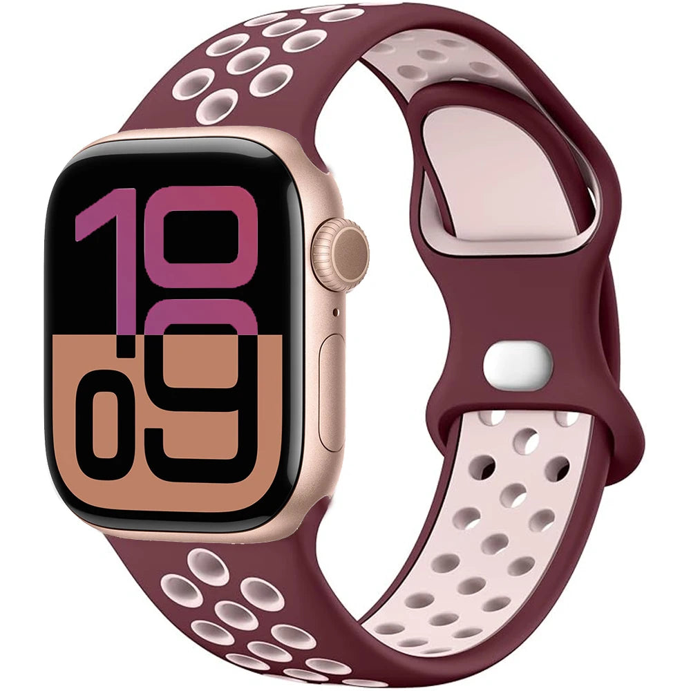 Silicone Apple Watch Strap - Breathable Wristband for Watch 11/10/9/8/7 Ultra 3/2 SE Series 49mm-41mm