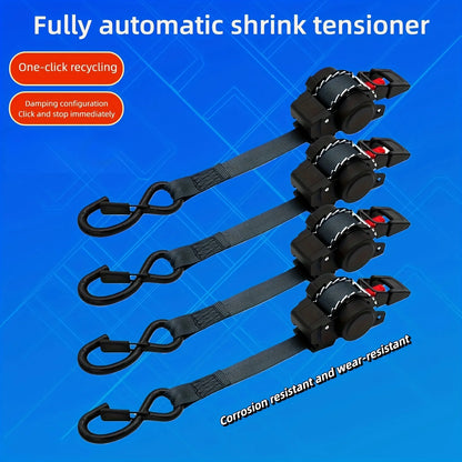 Automatic Retractable Cargo Ratchet Tie Down Straps – Self-Locking Tensioner Secure Load & Luggage Fastening System for Transport Safety