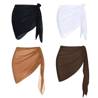 Women's Summer Sarong Cover Up - Sheer Chiffon Beach Wrap Short Skirt for Bikini & Swimwear