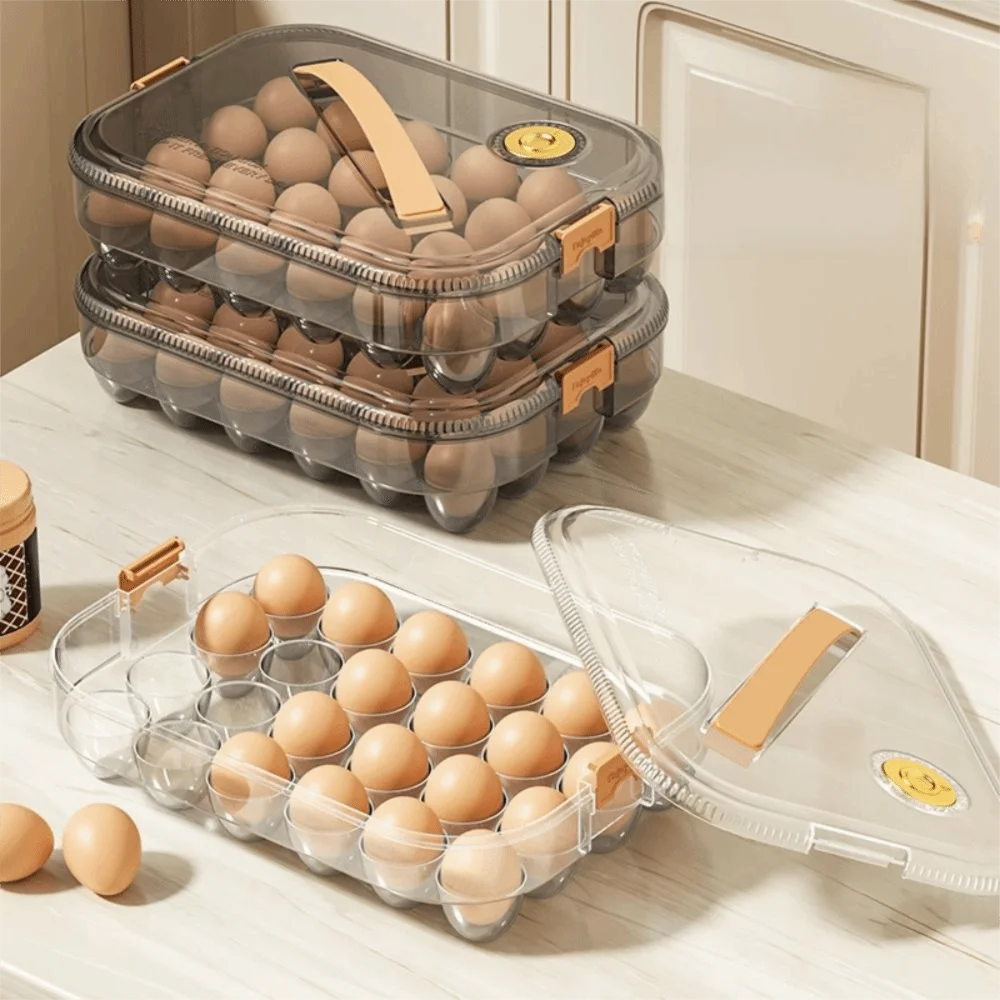 24 Grid Transparent Egg Storage Box - Food Grade Refrigerator Container with Lid for Space Saving Fresh Egg Organization