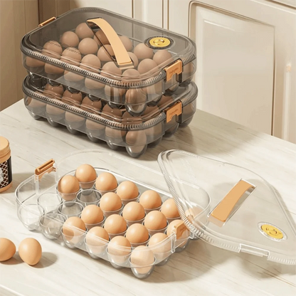 24 Grid Transparent Egg Storage Box - Food Grade Refrigerator Container with Lid for Space Saving Fresh Egg Organization