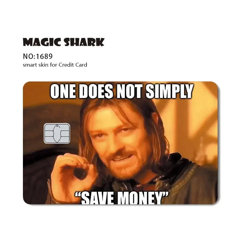 Conch Money Bow Anime Card Sticker - Spend or Save Meme Credit Debit Card Skin