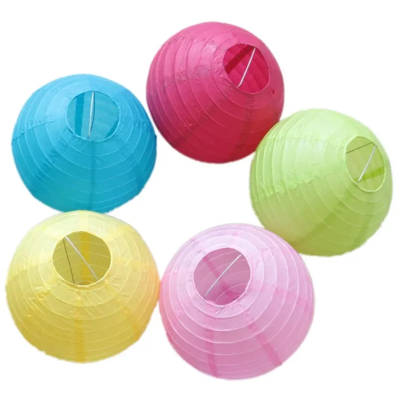 Round Paper Lanterns for Birthday Wedding Party Decor, DIY Hanging Lampion Balls, 4/6/8/10/12/14/16 Inch Craft Supplies