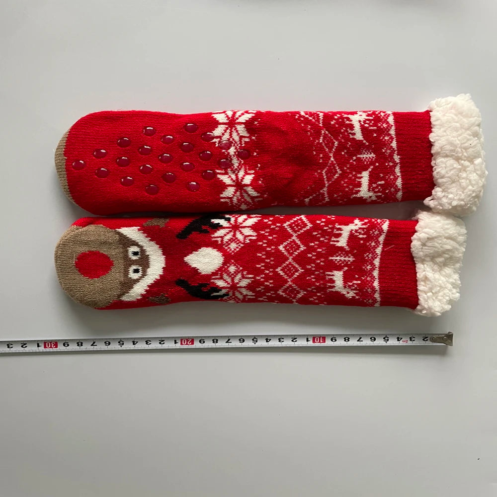 Women’s Christmas Fuzzy Socks – Winter Warm Thermal Non-Slip Fluffy Floor Slippers, Soft Indoor Home Gift