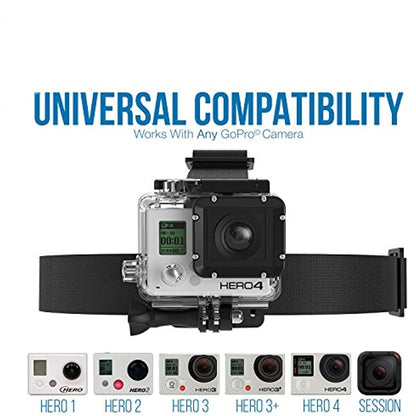 Action Camera Head Strap Mount - Adjustable Headband Holder for GoPro, SJCAM, AKASO, Insta360 and DJI Osmo Action Cameras