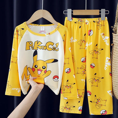 Pikachu Kids Pajama Set – Long Sleeve Top & Pants Cartoon Sleepwear for Boys and Girls