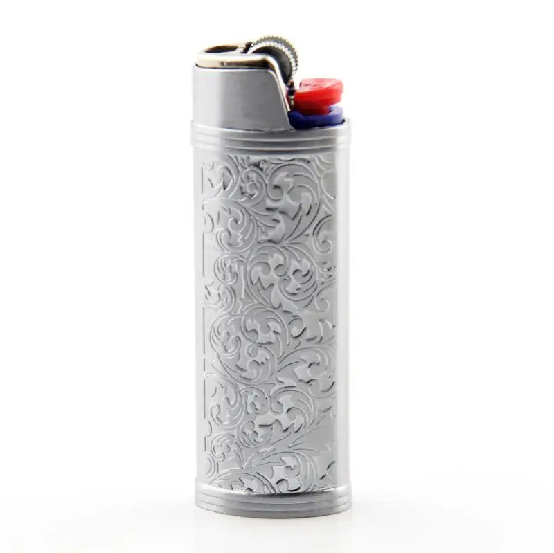 Metal Cowboy Boot Lighter Case - Cute Cat Eye Rhinestone Embroidered Zinc Alloy BIC J6 Sleeve Cover