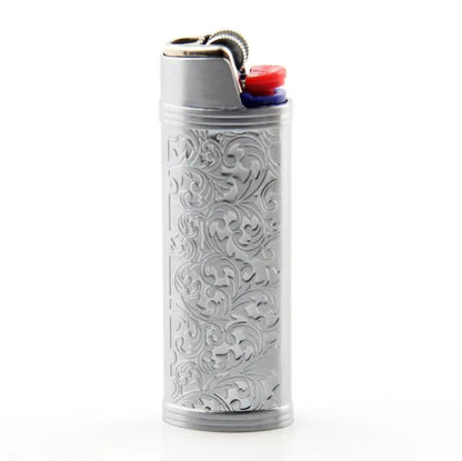 Metal Cowboy Boot Lighter Case - Cute Cat Eye Rhinestone Embroidered Zinc Alloy BIC J6 Sleeve Cover