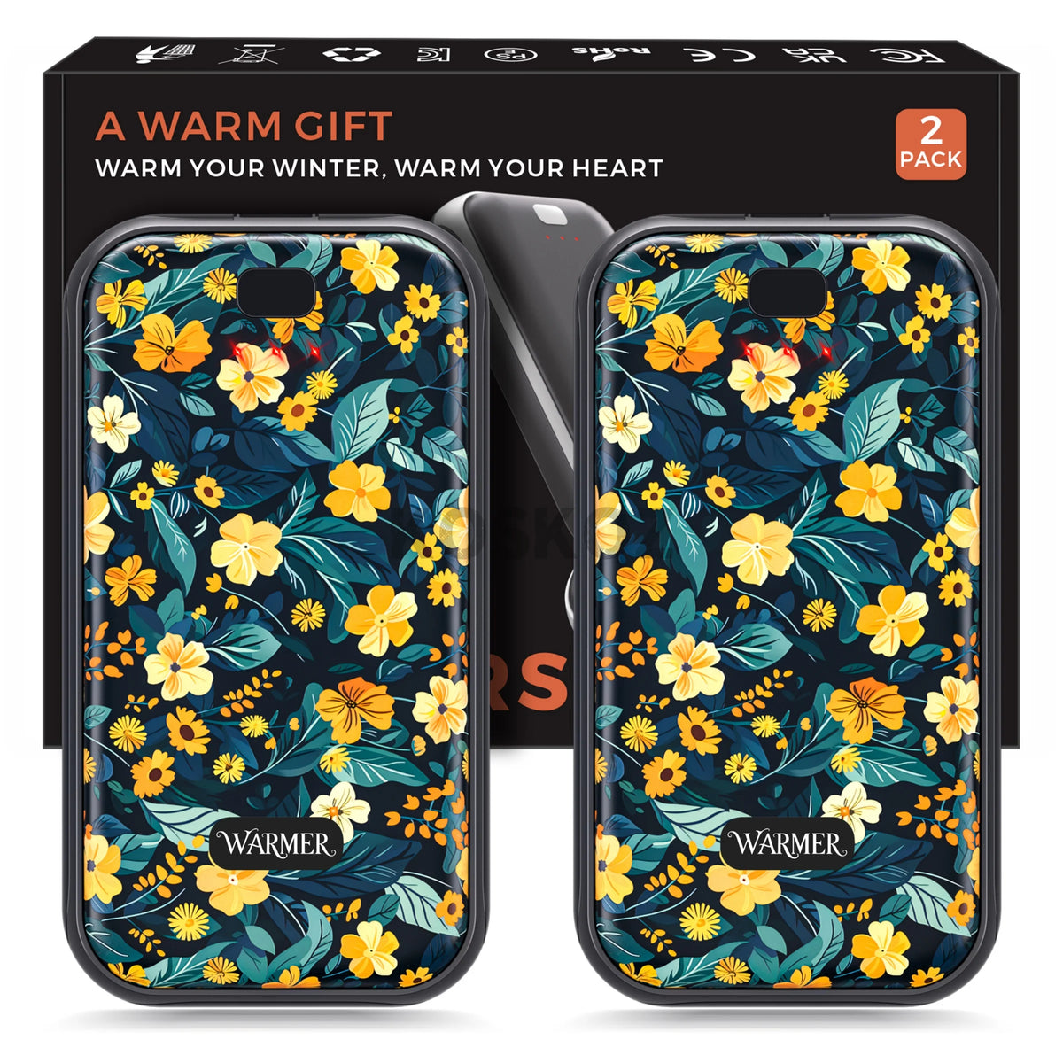Rechargeable Hand Warmers 2-Pack - Slim USB-C Pocket Heaters with 3 Adjustable Heat Settings for Camping & Outdoor Use