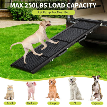 Upgraded Folding Dog Car Ramp - Portable Non-Slip Pet Ramp for Large Dogs Up to 250 lbs