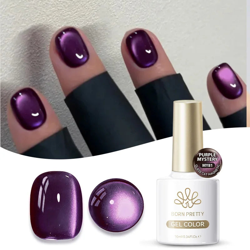 BORN PRETTY Cat Magnetic Gel Nail Polish 117 Colors 10ml Full Coverage Semi-Permanent Soak-Off Nail Varnish for Salon Manicure Glitter Cat Eye Nails