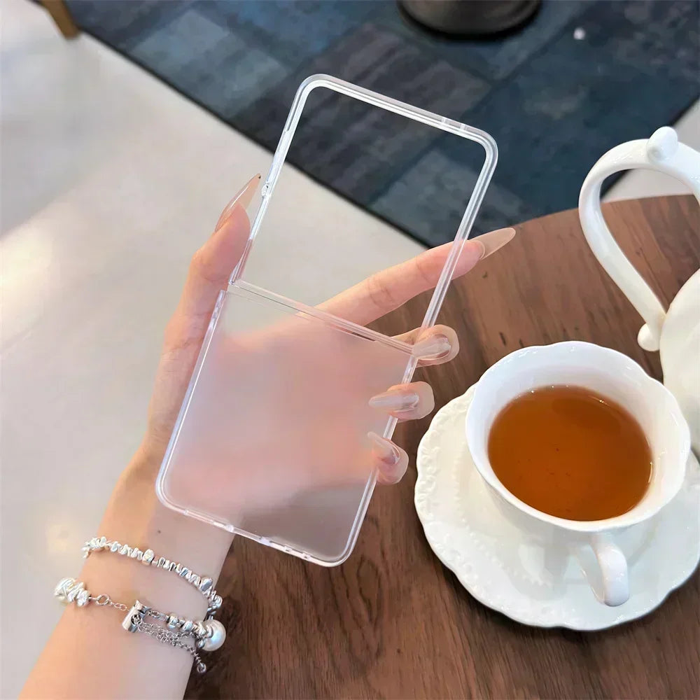 Transparent Sanding Phone Case – Shockproof Protective Shell for Samsung Galaxy Z Flip 3/4/5/6/7 5G