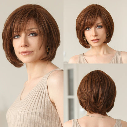 Brown Blonde Mixed Ombre Lace Front Wig – Short Wavy Bob Golden Blonde Remy Human Hair for White Women Daily Use