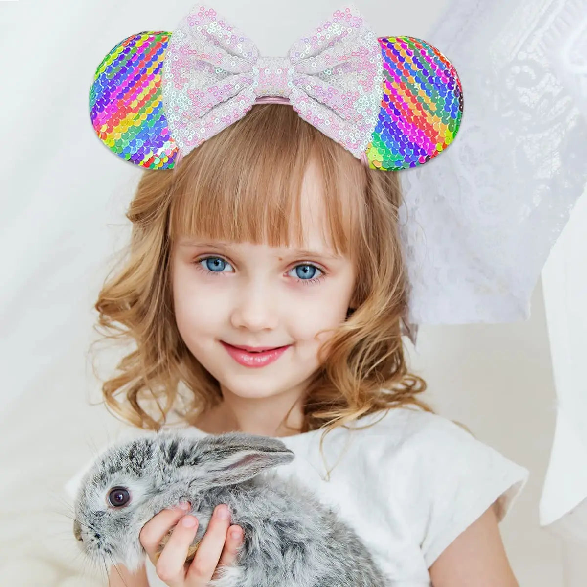 Disney Cartoon Mouse Ears Headband - Sequin Bow Hair Accessory for Girls, Birthday Parties & Cosplay
