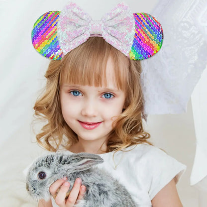 Disney Cartoon Mouse Ears Headband - Sequin Bow Hair Accessory for Girls, Birthday Parties & Cosplay