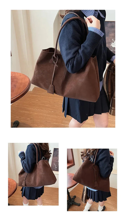 2025 Women’s Faux Suede Handbag – High-Quality, Versatile Large Capacity Shoulder Bag