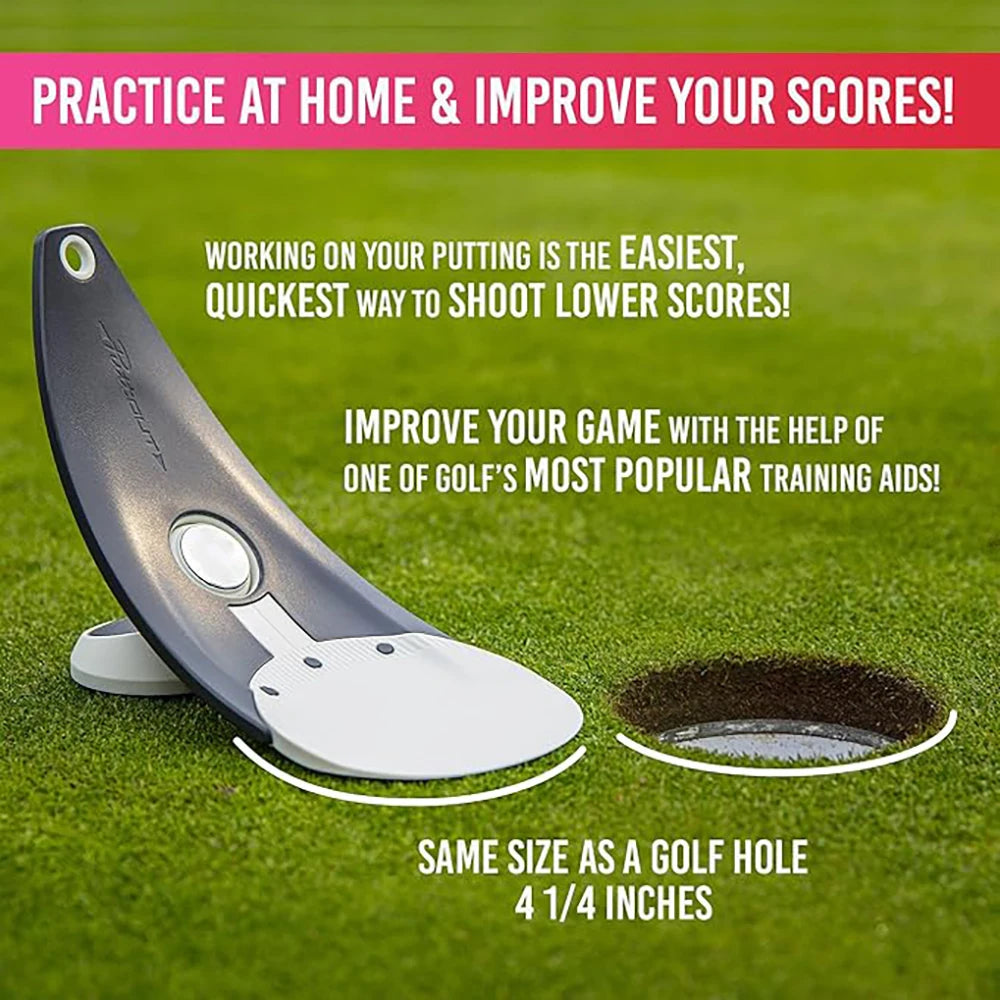 Golf Putter Practice Alignment Tool – Foldable Stick Holder with Triple Aim Points & Spiked Base for Indoor & Outdoor Use