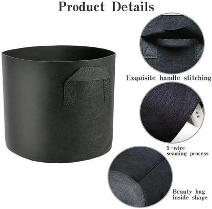 Vegetable/Flower Grow Bags – 1-5 Pcs, 1-12 Gallons Non-Woven Aeration Fabric Pots with Handles