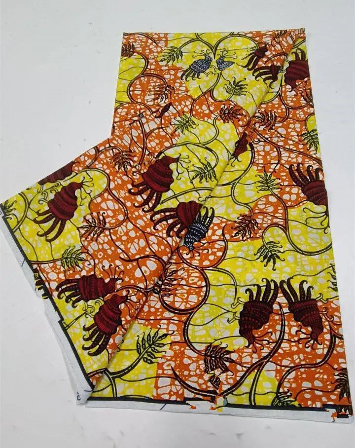 African Wax Print Fabric 6 Yards - Ghana Kente Design Ankara Kitenge Pagne