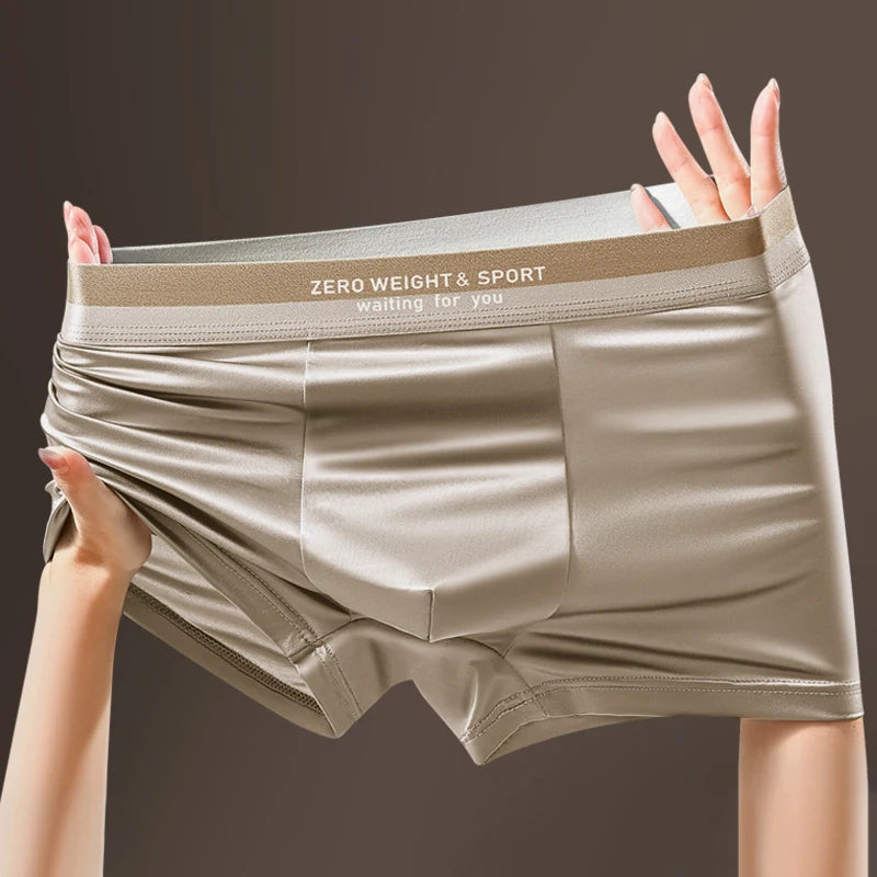 Men’s Ice Silk Boxer Shorts Breathable Plus Size Underwear Soft Stretch Slim Fit Underpants Premium Comfort Lingerie Style Wholesale Pack
