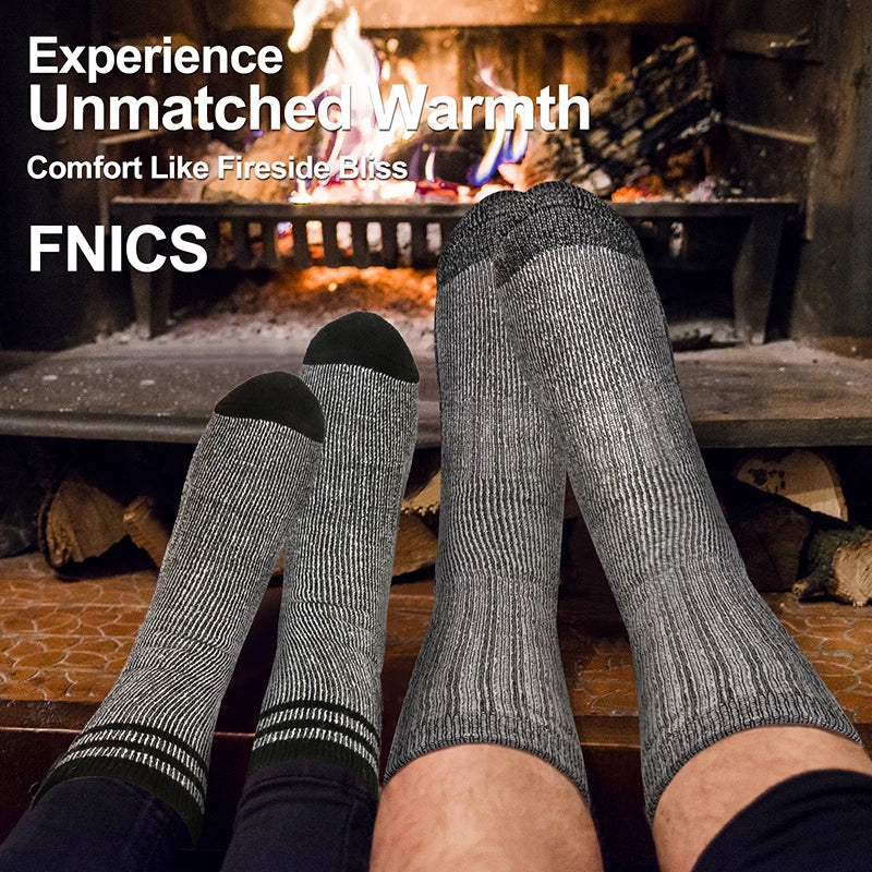 3 Pairs Merino Wool Crew Socks | Thermal Warmth for Men & Women, Ideal for Winter Work, Hiking, Running & Outdoor Sports