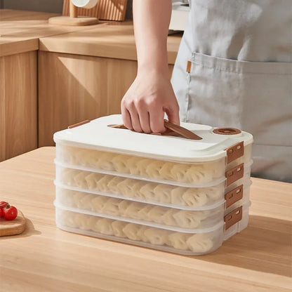 JUSTINLAU Dumpling Storage Box - Multi-Layer Stackable Food Container with Sealed Fresh-Keeping Design for Kitchen Storage