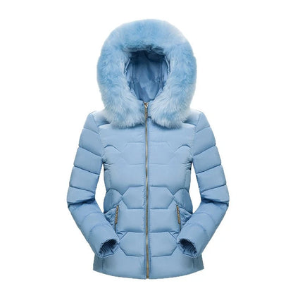 2025 Women’s Autumn Winter Short Cotton Coat – Large Size Padded Parka with Fur Collar, Warm Casual Jacket