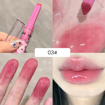 Gege Bear Pink Rabbit Lip Gloss — Moisturizing, Long-Lasting Watery Colored Lip Balm
