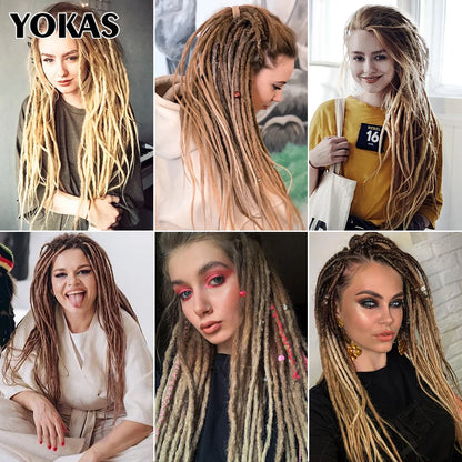 YOKAS Handmade Dreadlock Extensions - Synthetic Crochet Braided Hair 24 36 Inch Long Faux Locs for Women