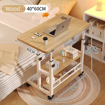 Adjustable Laptop Desk with Wheels - Portable Mobile Computer Table for Bedroom, Office & Study