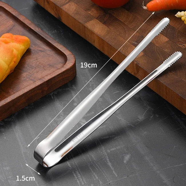 Stainless Steel Grill Tongs – Non-Slip Food Clip, BBQ Steak, Bread Tong, Cooking Utensils, Party Kitchen Gadgets