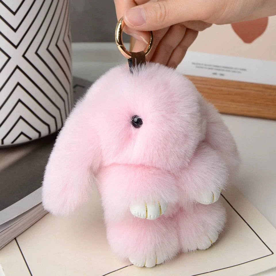 15cm Rabbit Fur Keychain - Cute Bag Charm, Car Pendant and Gift Accessory