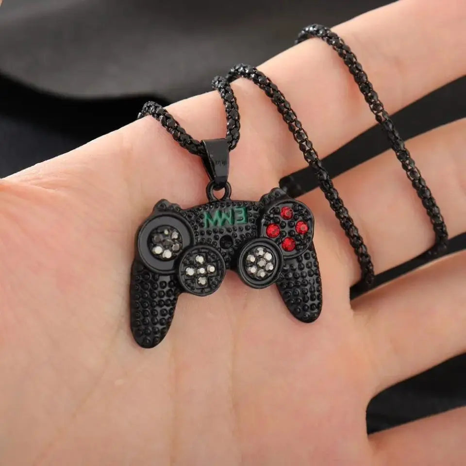 RAKOL Trendy Gamepad Lightning Stainless Steel Necklace for Women & Men, Gold Color Metal Pendant for Party & Everyday Jewelry